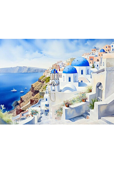 Today Idea لوحة فنية جدارية مطبوعة بألوان مائية لمناظر طبيعية من اليونان وأور...