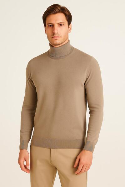 RAPAPA Men's Mink Half Turtleneck Knit Sweater 1003