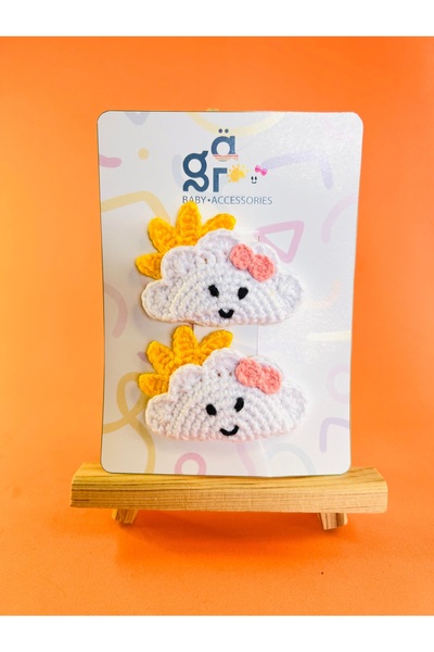 Gra Baby Accessories Örgü 2li Çıt Çıt Toka Güneşli Bulut