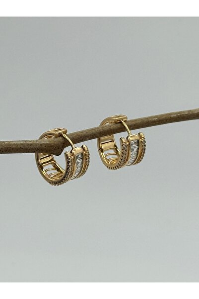 AUBRA Halo Drift Zirkon Sıra Taşlı Çelik Küpe Rose Kaplama