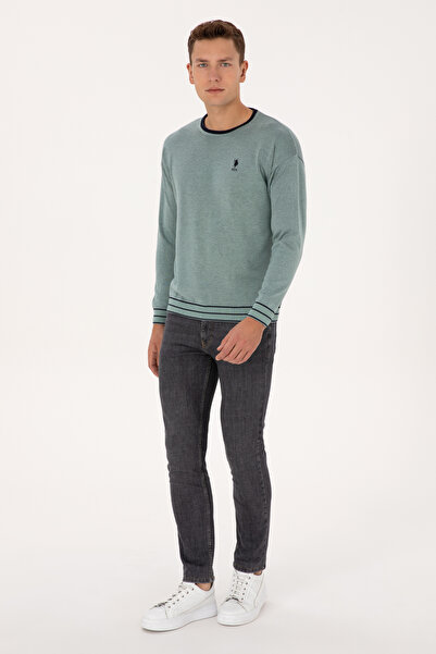 U.S. Polo Assn. Men's Comfort Fit Collar Detailed Mint Sweatshirt 50315022-Vr090