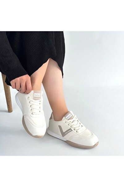 Zerenyus Jowen Beige Mink Lace-Up Sneakers
