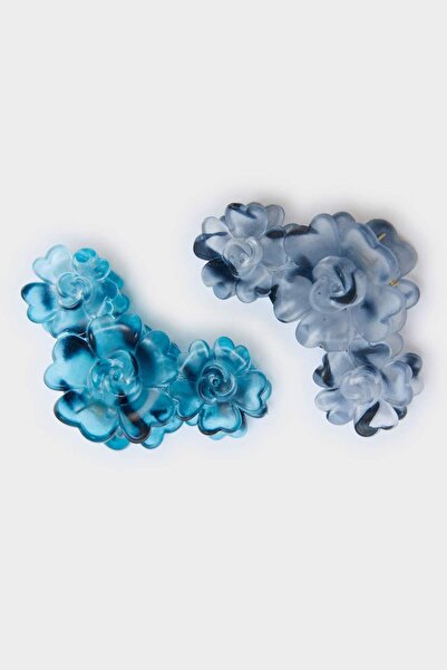 DeFacto Women's 2-Piece Floral Patterned Blue Latch Buckle F8264Axns