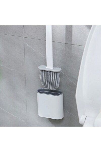 OEM Silicone toilet brush with flexible head and holder, modern look, wall mount, 35x8 cm,