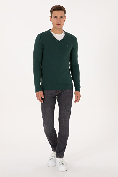 U.S. Polo Assn. Men's Dark Green Basic Sweater 50313668-Vr079