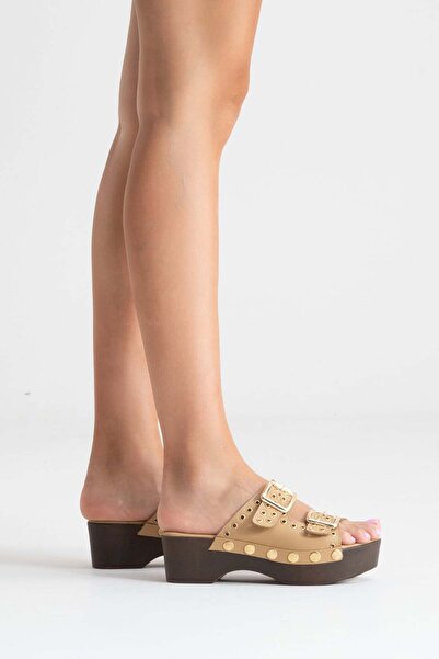 Zeynep Sıradağlı Sandira Women's Leather Clogs Sandals Caramel