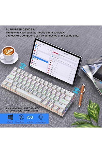 HXSJ لوحة مفاتيح الألعاب الميكانيكية L800 - 61 مفتاحًا بإضاءة خلفية RGB، 3 أوضاع