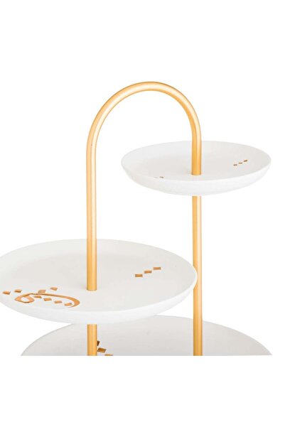 LALOZA Ceramic candy dish, 3 tiers, white and gold color