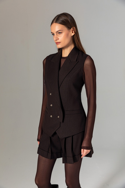 Berr-ın Double-Breasted Closure Vest Brown