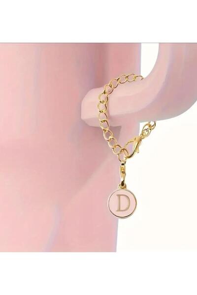 alisa D Harfi Termos Uyumlu Pembe Charm Aksesuar Sallantılı Süs