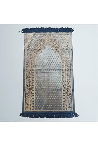 cekir سجادة صلاة إسلامية مخملية - أناقة فضية وزرقاء