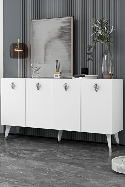 cantek dizayn 8209-32CT KB150 KONSOL, TV ÜNİTESİ BEYAZ-GÜMÜŞ