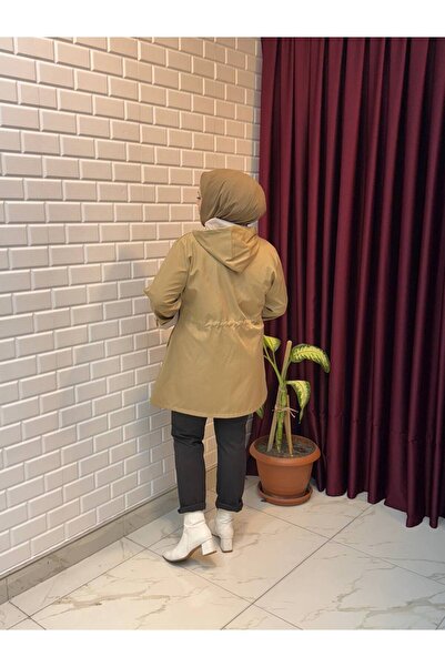 İLGEN TEKSTİL Short Hooded Trench Coat