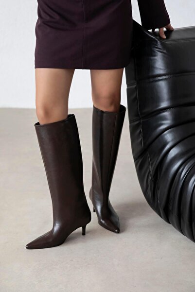 STRASWANS Marlon Kadın Kırışık Deri Çizme Kahve