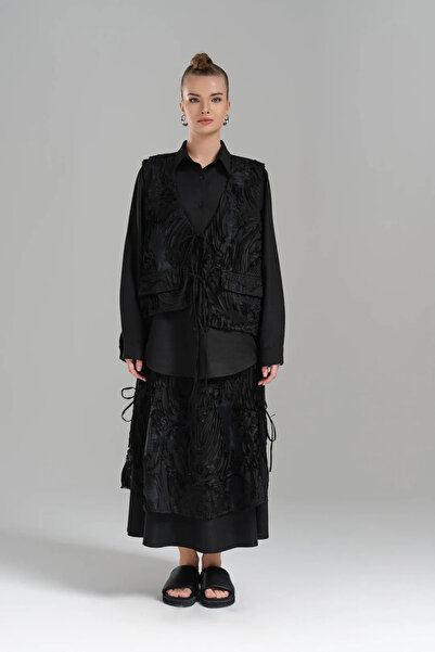 it's basic tw3 Kadın Kordone Kumaş Detaylı Rahat Kalıp Tasarım Gömlek