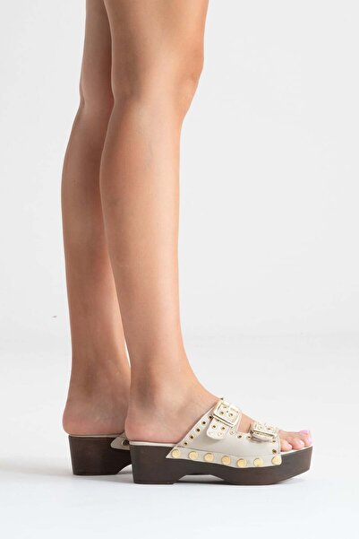 Zeynep Sıradağlı Sandira Women's Leather Clogs Sandals Beige