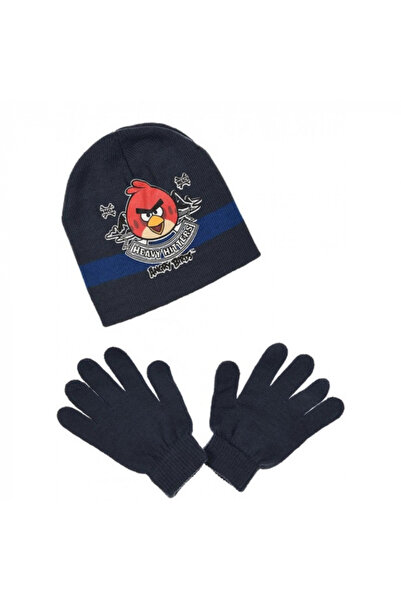Disney Angry Birds hat and gloves set, 100% acrylic, navy blue