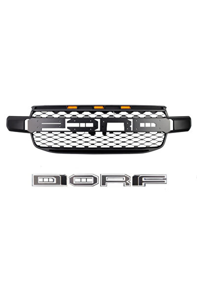 OEM Grila radiator Raptor Style negru mat cu contur alb si leduri portocalii,...