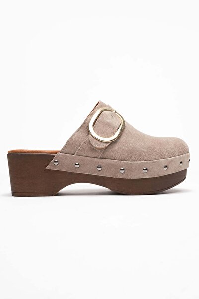 Zeynep Sıradağlı Sylive Women's Leather Clogs Slippers Mink Suede