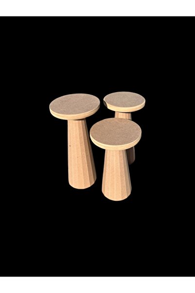 tekbir dağıtım Ahşap 3'lü Set Mantar Sehpa