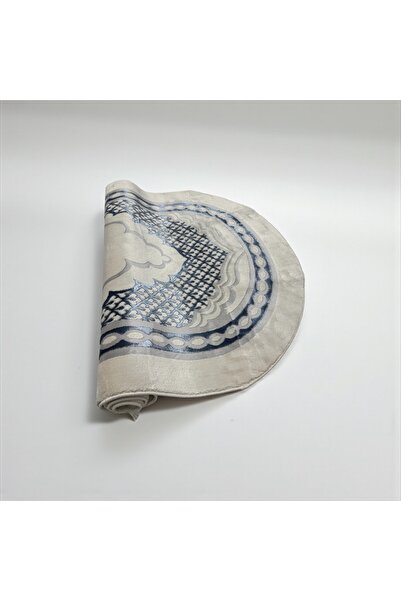 cekir سجادة صلاة إسلامية مخملية فاخرة - محراب فضي كحلي أنيق