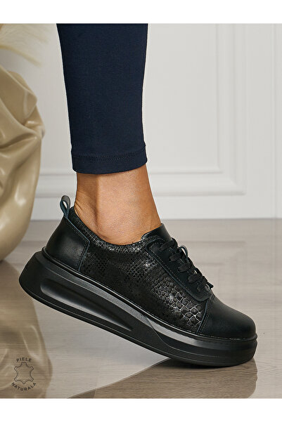 ANGEL BLUE Casual shoes made of genuine leather WITH THICK SOLE CRL1509 black