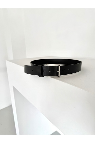 coaksco Women's Tin Square Buckle Black Belt