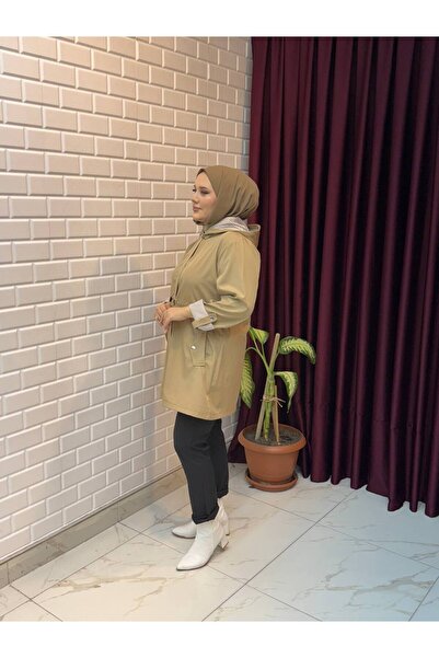 İLGEN TEKSTİL Short Hooded Trench Coat