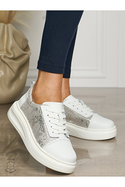 ANGEL BLUE Casual shoes made of genuine leather WITH THICK SOLE CRL1509 WHITE