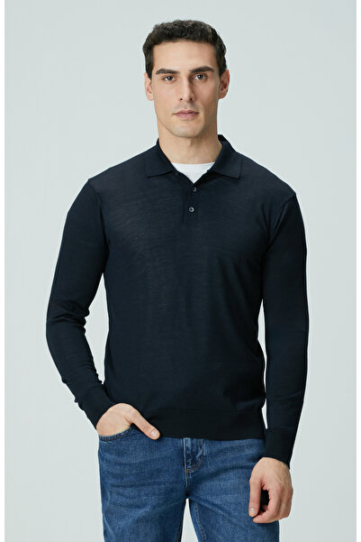 Network Limited Lacivert Yün Karışımlı Triko Kazak