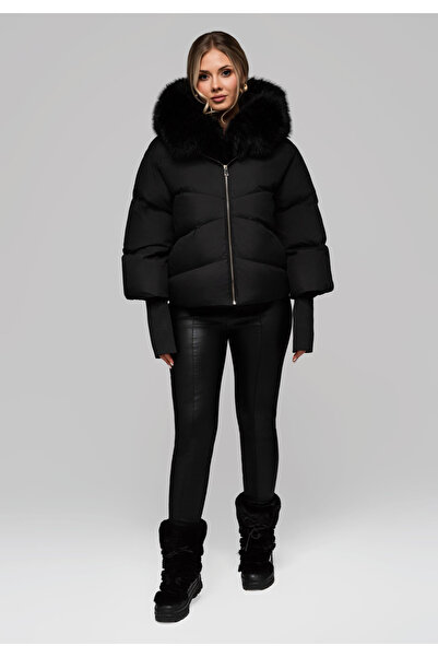 OMBRE Insulated Women's Jacket with Fur OW-JAHP-0102 - Black