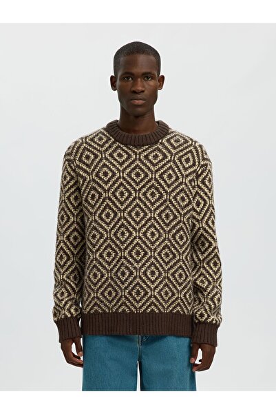 SELECTED Pullover mit Rundhalsausschnitt Print