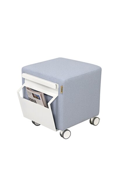 Madestr Cube Puf, Tekerlekli Puf, Çok Amaçlı Dekoratif Pufkoltuk, Dergi ve Gazetelik Aparatlı
