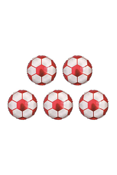 Mirific Party Set of 5 party balloons, metallic foil, red & white, 25 cm, soccer ball (PPLM0916)