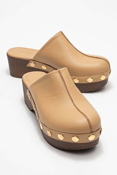 Zeynep Sıradağlı Sarine Kadın Deri Takunya Sandalet Karamel