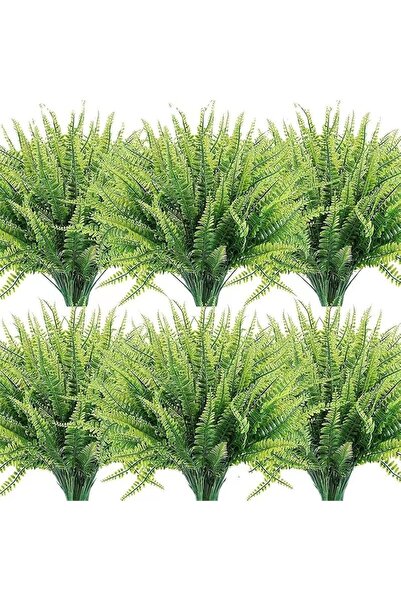 Arabest 12Pcs Artificial Outdoor Plants Fake Boston Fern Stems, UV Resistant Faux Artificial Plants