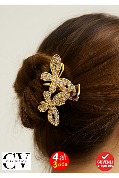 cityvision Sa kamenčićima Metalna kopča za kosu sa dizajnom leptira, zlatne b...
