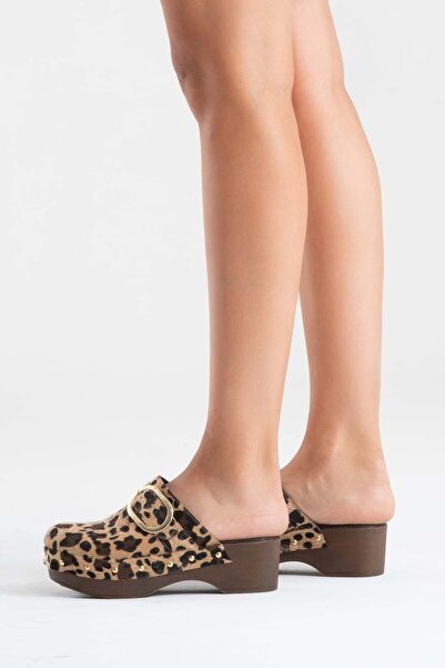 Zeynep Sıradağlı Sylive Дамски кожени чехли тип сабо Леопард