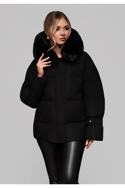 OMBRE Women's insulated jacket with fur OW-JAHP-0105 v1 - black