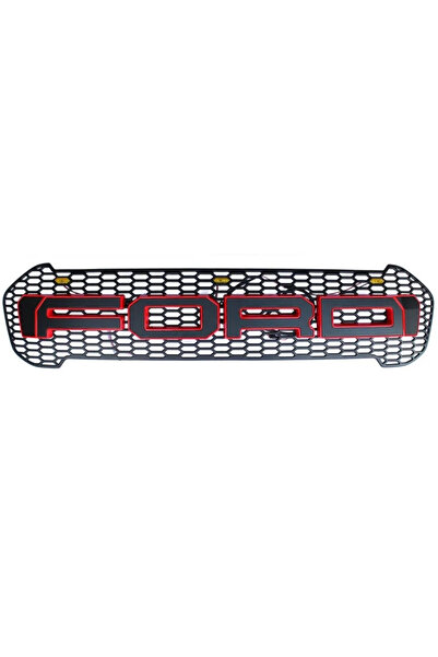 OEM Grila radiator negru mat cu contur rosu, leduri portocalii, Ford Ranger T...