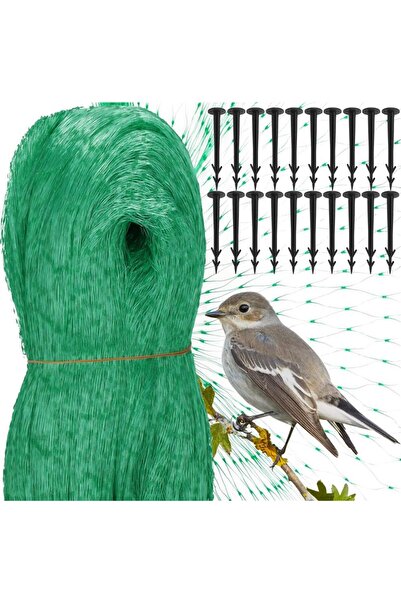 SERSIMO Мрежа против птици 8x20м от полиетилен, с фиксиращи щифтове, зелена