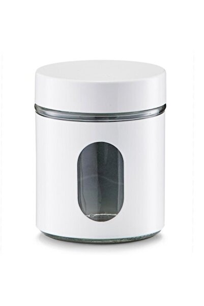zeller glass storage jar with metal lid and silicone gasket, 600 ml, white