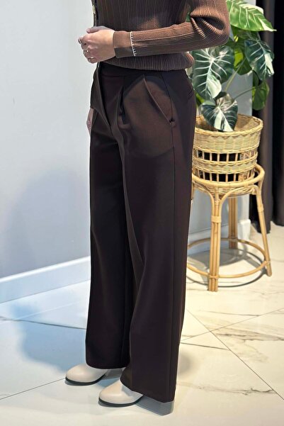 Sentez Wide Leg Palazzo Pants 5578 Brown