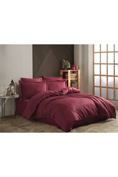 CASIMI Hobby Home Collection Diamond 100% Cotton Satin Bed Linen - Damask Bordeaux (Double)