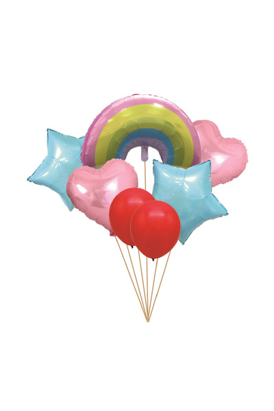 Mirific Party Set de 7 baloane de petrecere, folie metalizată multicoloră, TZ5235, curcubeu, 80x50x45x30 cm