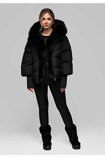 OMBRE Insulated Women's Jacket with Fur OW-JAHP-0102 - Black