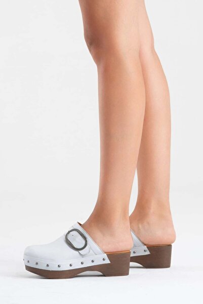Zeynep Sıradağlı Sylive Women's Leather Clogs Slippers White