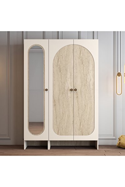 Variant Mobilya Münih 3 Kapılı Aynalı Gardrop (13) - Traverten Mermer