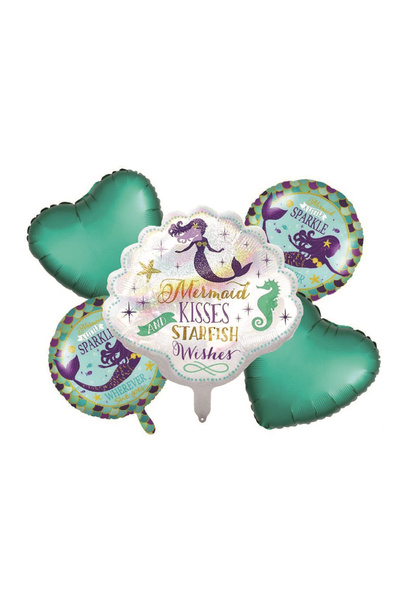 Mirific Party Set de 5 baloane de petrecere, folie metalizată multicoloră, TZ5194, sirenă, 72 x 66 x 45 cm