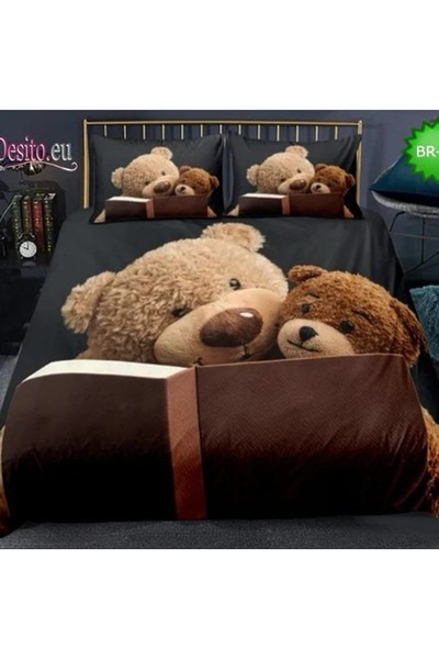 OEM Bed linen, 1 person, identical 3D print, fine, 160x210cm, 4 pieces, teddy bears, LP314